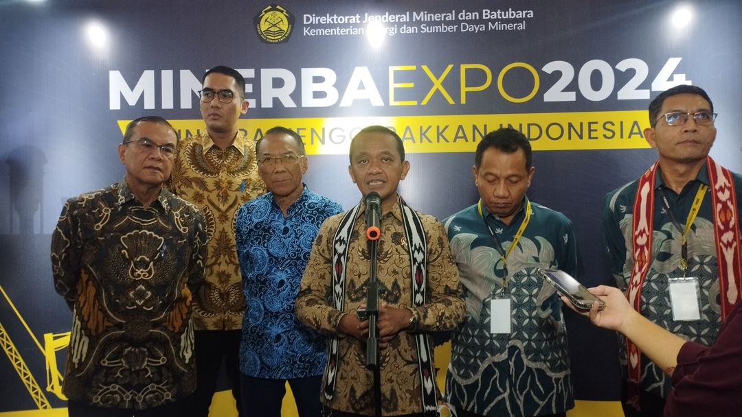 Menteri Energi Sumber Daya Mineral (ESDM) Bahlil Lahadalia dalam acara Minerba Expo di Jakarta pada Senin, 25 November 2024.