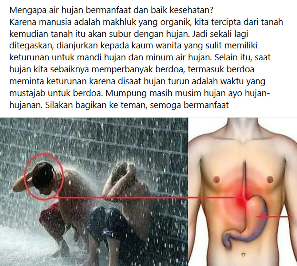 Hoaks: Air Hujan Bermanfaat untuk Kesuburan dan Peluang Kehamilan