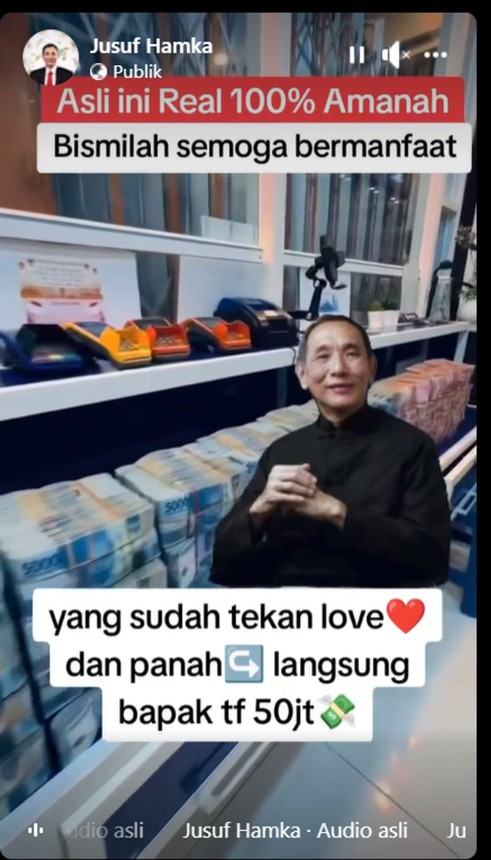 Hoaks: Jusuf Hamka Bagikan Rp 50 Juta Melalui Facebook