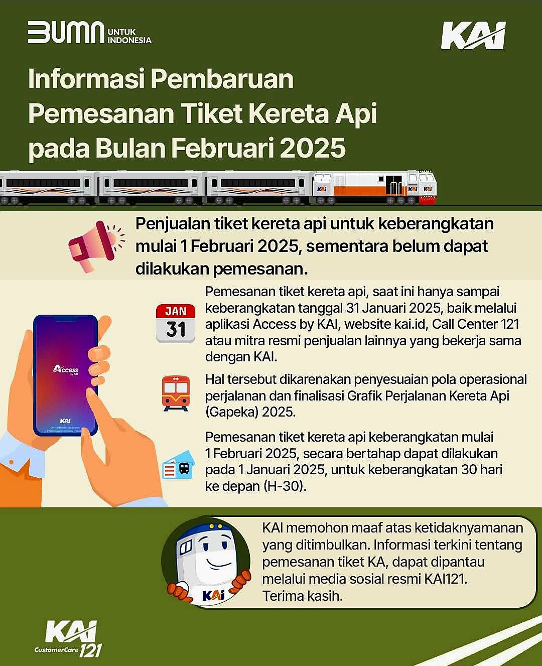 Informasi terbaru dari KAI Divre 1 Sumut