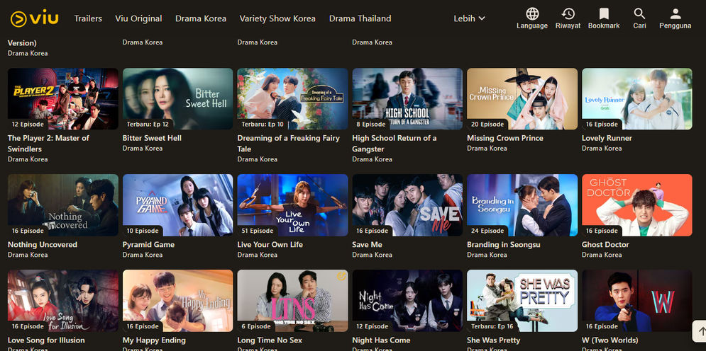 Nonton drama Korea di Viu.