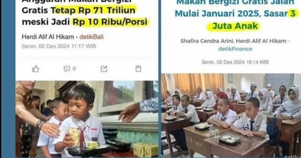 Konten Menyesatkan: Jatah Per Porsi Dipangkas, Anggaran Makan Siang Bergizi Tetap Rp 71 Triliun