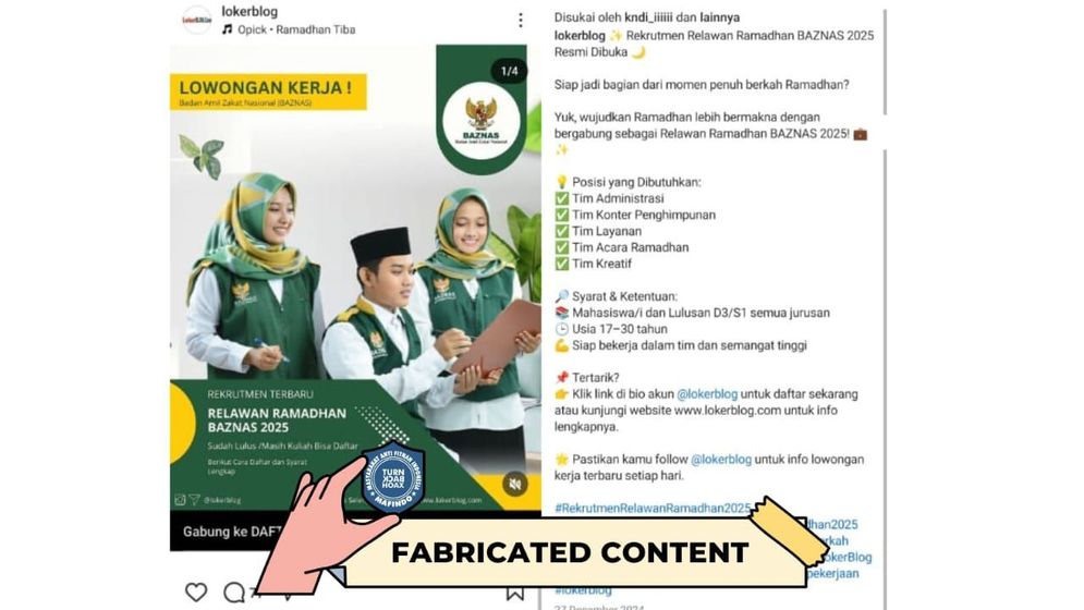 Jangan Tertipu! Rekrutmen Relawan BAZNAS Ramadan 2025, ini Faktanya