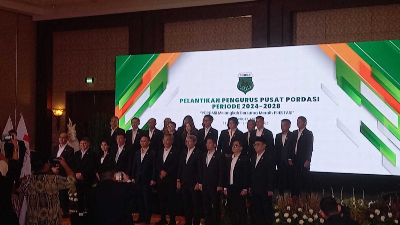 Persatuan Olahraga Berkuda Seluruh Indonesia (PP PORDASI) mengukuhkan susunan pengurus pusat untuk masa bakti 2024-2028 dalam acara yang berlangsung di Jakarta pada Sabtu, 1 Februari 2025. 