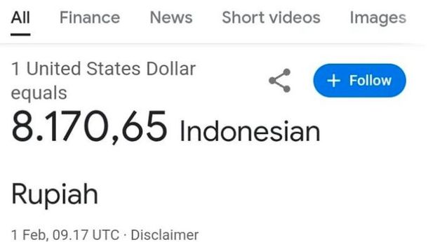 Heboh, Google TeledorTampilkan Data Pihhak Ketiga: Kurs Dollar ke Rupiah Jadi Rp8.170