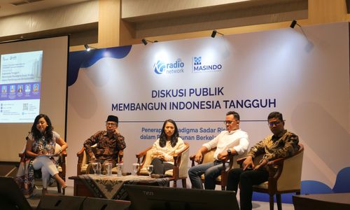 Acara Diskusi Publik Masyarakat Sadar Risiko atau MASINDO di gedung Kompas Gramedia pada Jumat, 7 Februari 2025