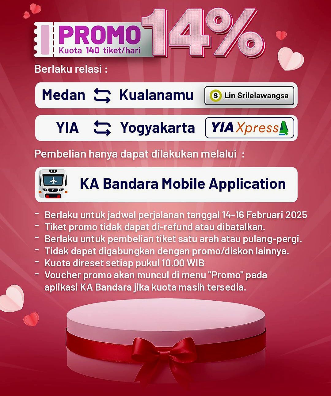 Valentine Day, KAI Bandara Beri Diskon 14 Persen untuk 140 Penumpang Setiap Hari