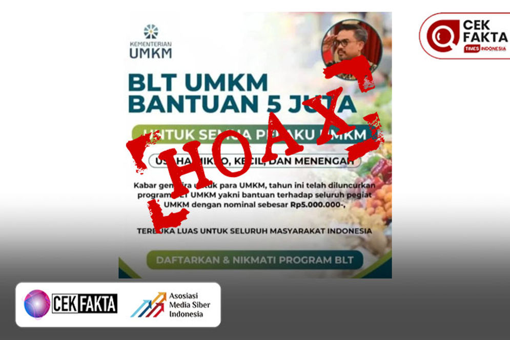 Hoaks: Bantuan BLT Rp5 Juta untuk UMKM dari Kementerian UMKM, Cek Faktanya Yuk!