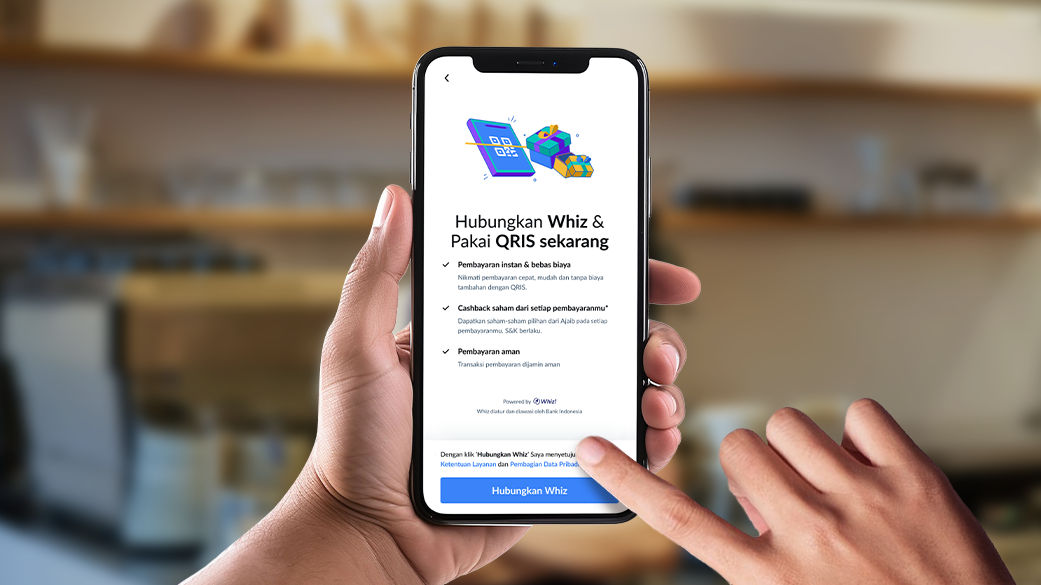 Ilustrasi fitur QRIS Whiz di platform Ajaib. 