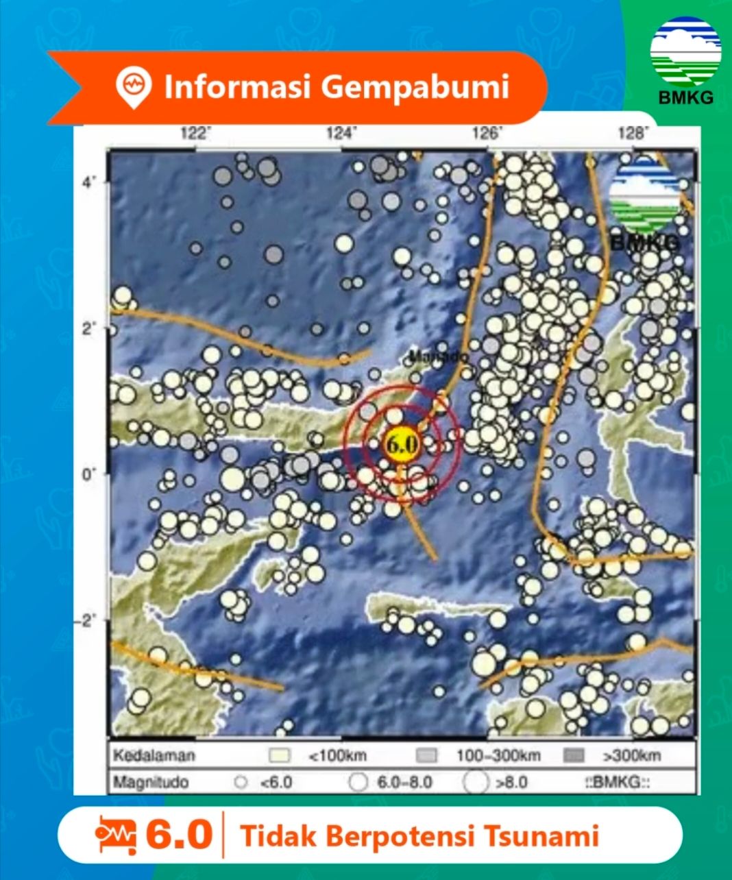 Titik gempa bumi yang mengguncang wilayah Sulawesi Utara. (Foto:Istimewa)