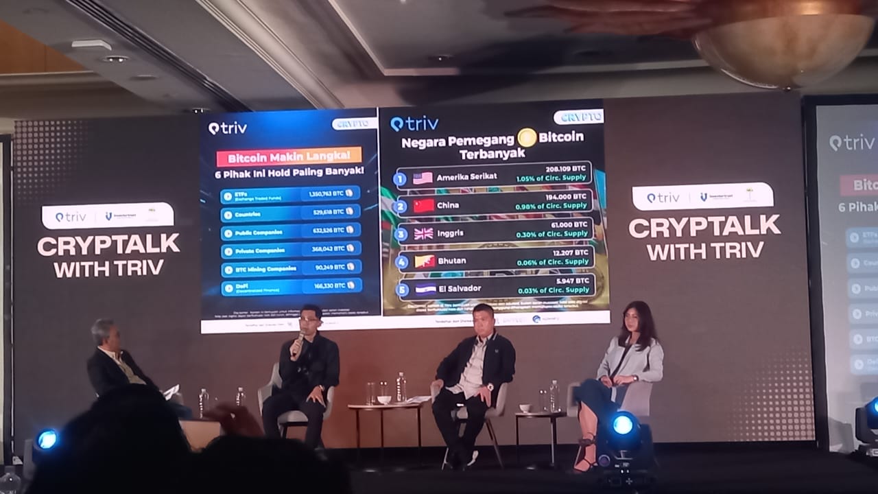 Diskusi Cryptalk With Triv: Harnessing Cryptocurrency yang diselenggarakan Triv dan Investortrust.id di Jakarta, Rabu, 26 Februari 2025.