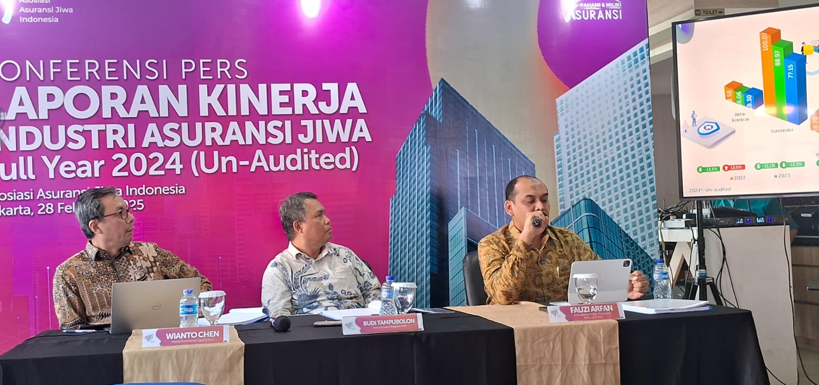 Konferensi pers paparan kinerja industri asuransi jiwa di Rumah AAJI, Jakarta, Jumat, 28 Februari 2025.