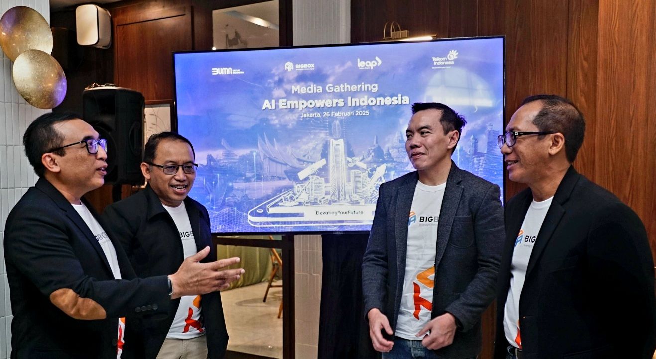VP Corporate Communication Telkom Andri Herawan Sasoko, CEO BigBox AI, Agus Laksono, Direktur Digital Business Telkom Muhamad Fajrin Rasyid serta EVP Digital Business dan Technology Telkom Komang Budi Aryasa (dari kiri ke kanan)