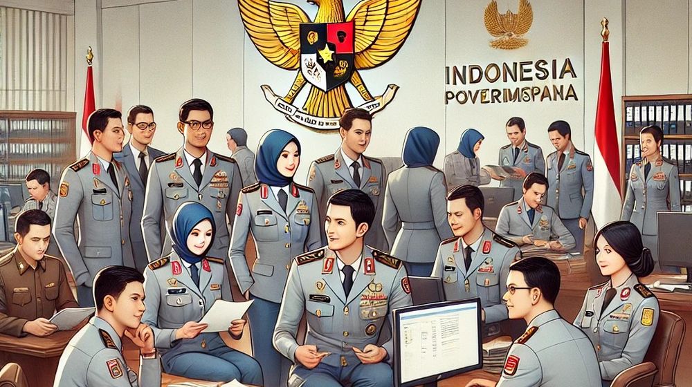 DALL·E 2025-03-10 15.04.50 - A realistic illustration of a group of civil servants (PNS) in Indonesia wearing official uniforms, working in an office environment. Some are discuss.jpg