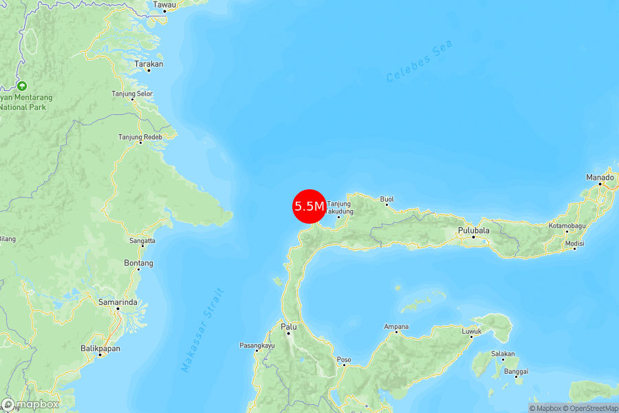 INFO BMKG: Gempa Guncang Toli-Toli di Laut 68 Km Barat Laut 5.5 Magnitudo 14 Mar 2025 pukul 18.13