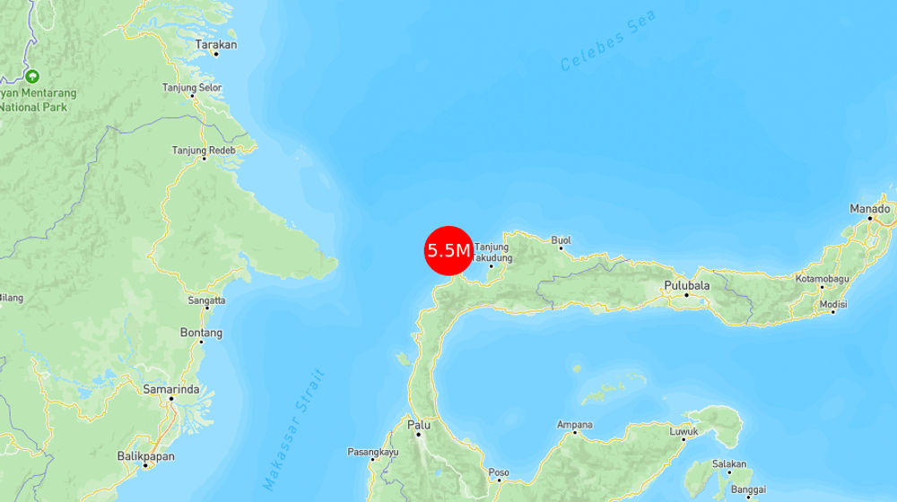 INFO BMKG: Gempa Guncang Toli-Toli di Laut 68 Km Barat Laut 5.5 Magnitudo 14 Mar 2025 pukul 18:13