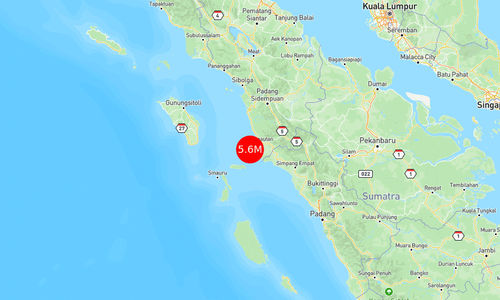 INFO BMKG: Gempa Guncang Mandailing Natal di Laut 83 Km Barat Daya 5.6 Magnitudo 18 Mar 2025 pukul 05:23