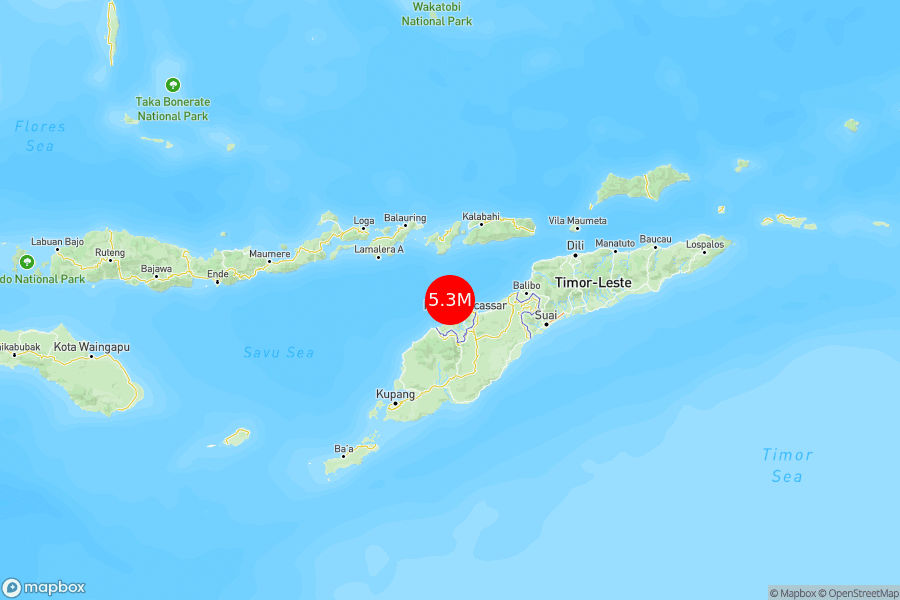 INFO BMKG: Gempa Guncang Timor Tengah Utara di Laut 63 Km Barat Laut 5.3 Magnitudo 18 Mar 2025 pukul 00:42