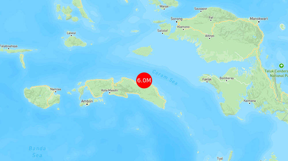 INFO BMKG: Gempa Guncang Seram Bagian Timur di Laut 46 Km Barat Laut 6.0 Magnitudo 18 Mar 2025 pukul 00:32