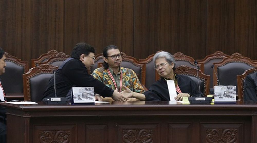 Para pemohon dan kuasanya dalam sidang Pengucapan Putusan Nomor 105/PUU-XXII/2024 yang dipimpin Ketua MK Suhartoyo, Selasa, 29 April 2025. 