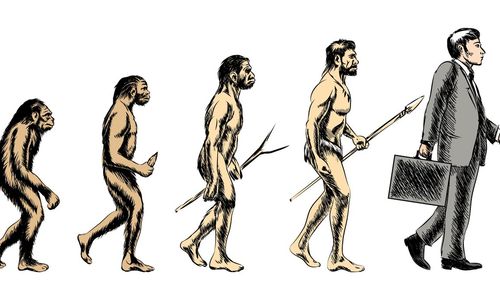 Ilustrasi evolusi manusia.