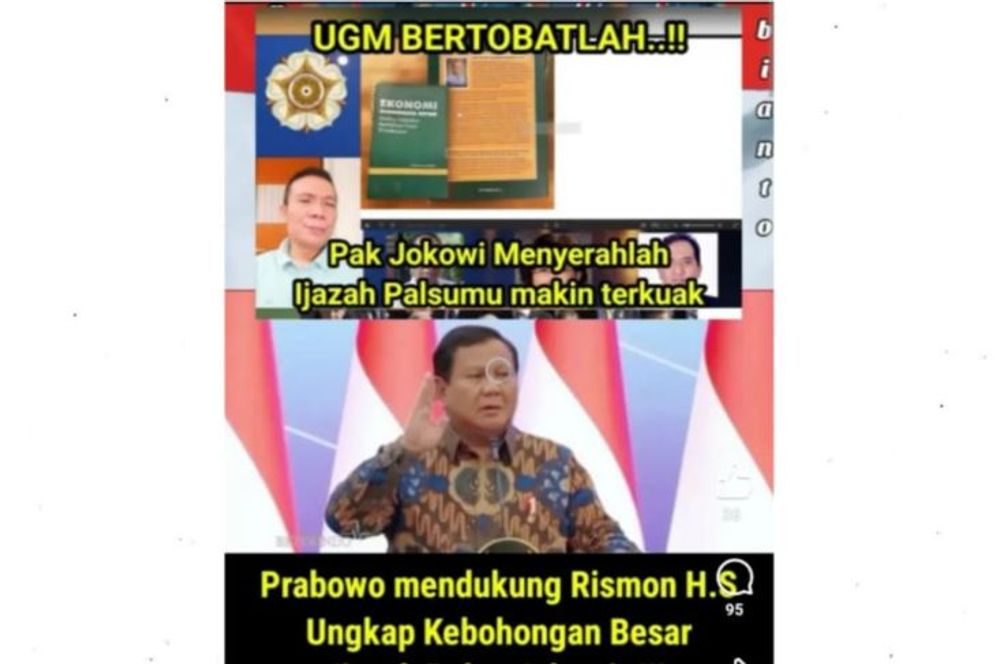 Hoaks: Prabowo Nyatakan dukung Rismon Sianipar Usut Keaslian Ijazah Jokowi