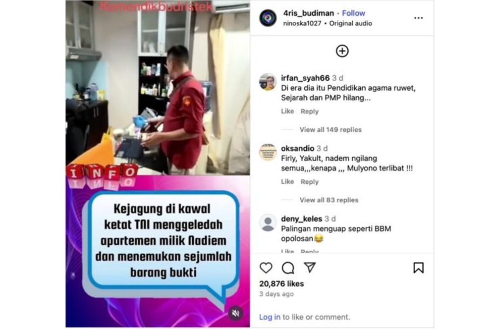 Hoaks: Video Kejagung Geledah Apartemen Nadiem Makarim