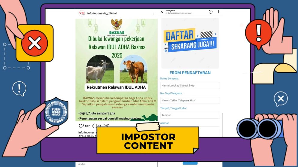 Hoaks: Tautan Rekrutmen Relawan Baznaz untuk Iduladha