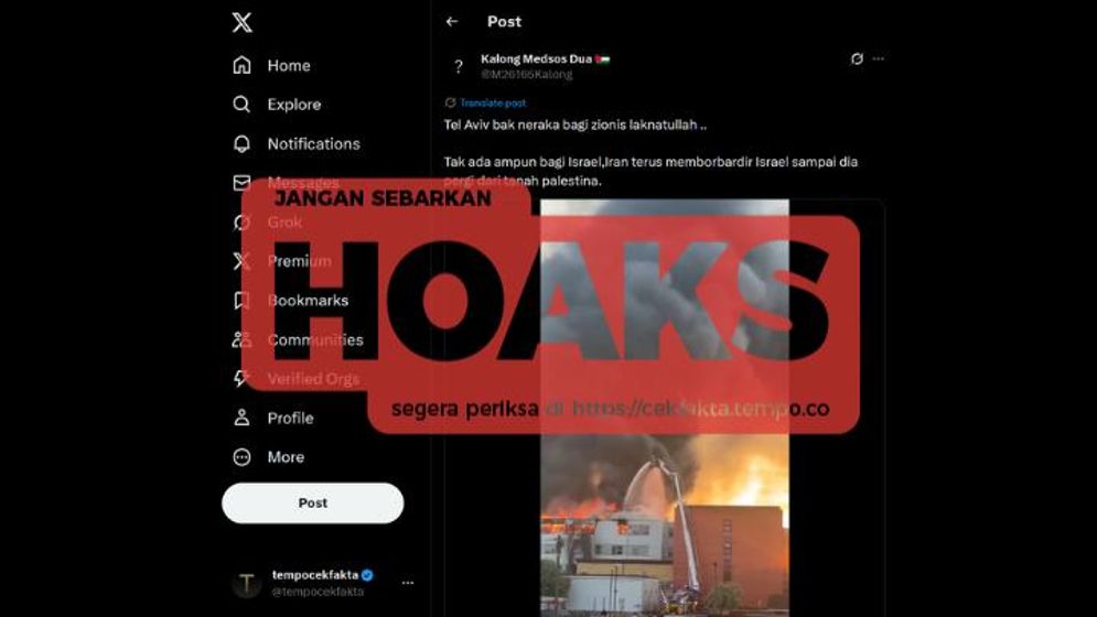 Hoaks: Video Kebakaran Gedung di Tel Aviv karena Serangan Iran