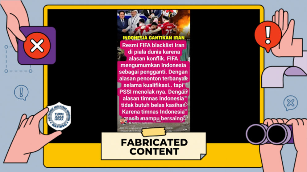 Hoaks: FIFA Blacklist Iran dan Tunjuk Indonesia ke Piala Dunia, PSSI menolak