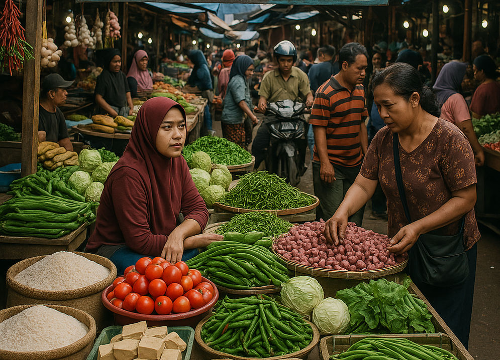 Ilustrasi suasan Pasar Kilometer Lima Palembang