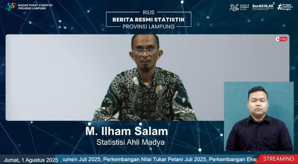 Badan Pusat Statistik (BPS) Provinsi Lampung merilis berbagai indikator strategis terkait perkembangan sosial dan ekonomi daerah pada Juni hingga Juli 2025.