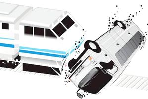 Ilustrasi kereta api menabrak minibus