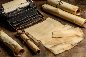 Ilustrasi mesin ketik.