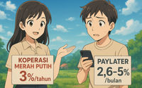 Ilustrasi perbandingan bunga koperasi merah putih dan paylater