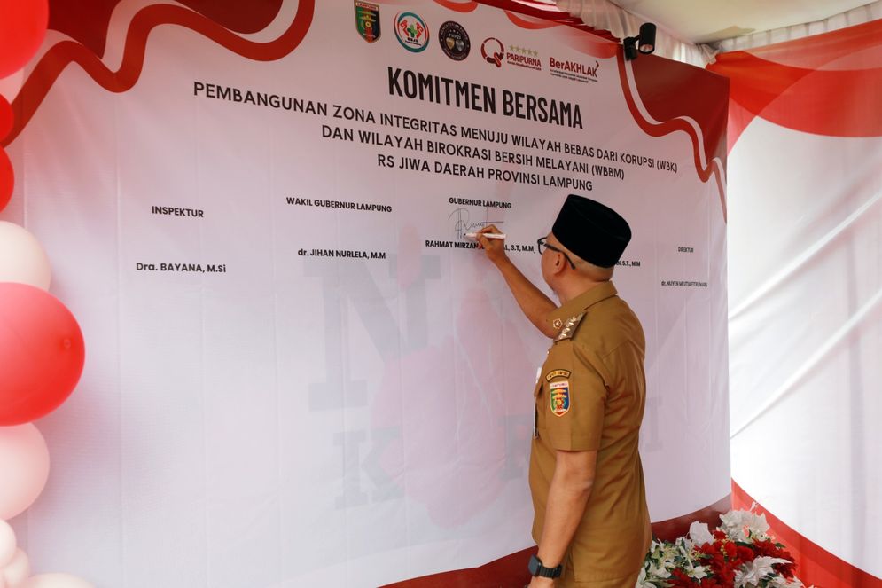Penandatanganan Pakta Integritas di Rumah Sakit Jiwa Daerah Provinsi Lampung Dorong Predikat Wilayah Bebas dari Korupsi