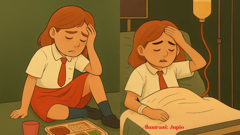 Ilustrasi anak sekolah keracunan MBG