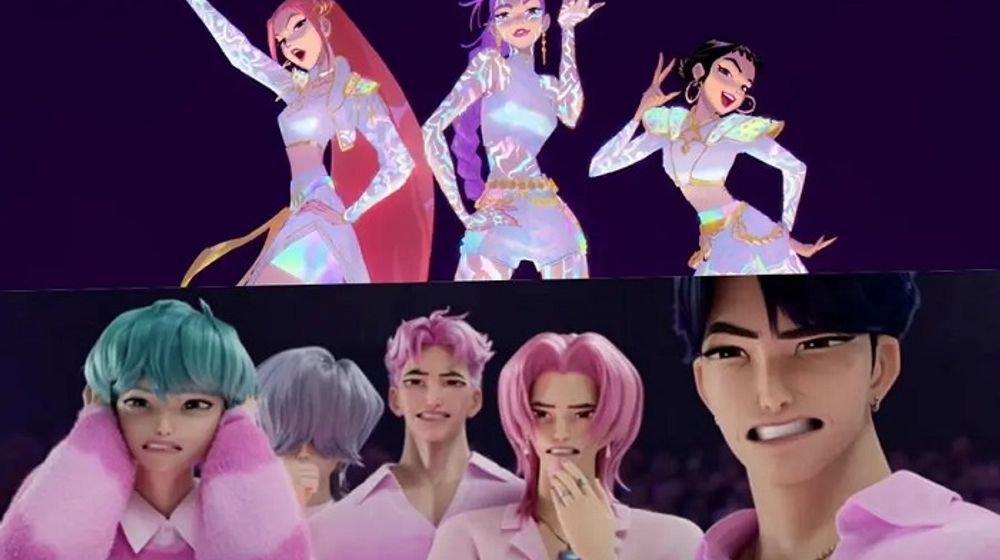 HUNTR/X dan Saja Boys dalam KPop Demon Hunters.