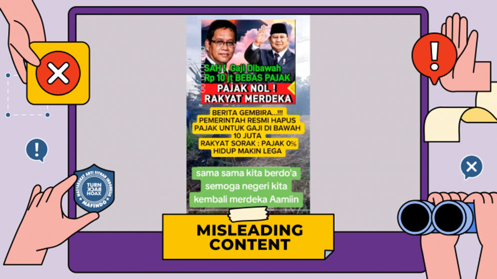 Hoaks: Pemerintah Resmi Hapus Pajak untuk Gaji di bawah 10 Juta