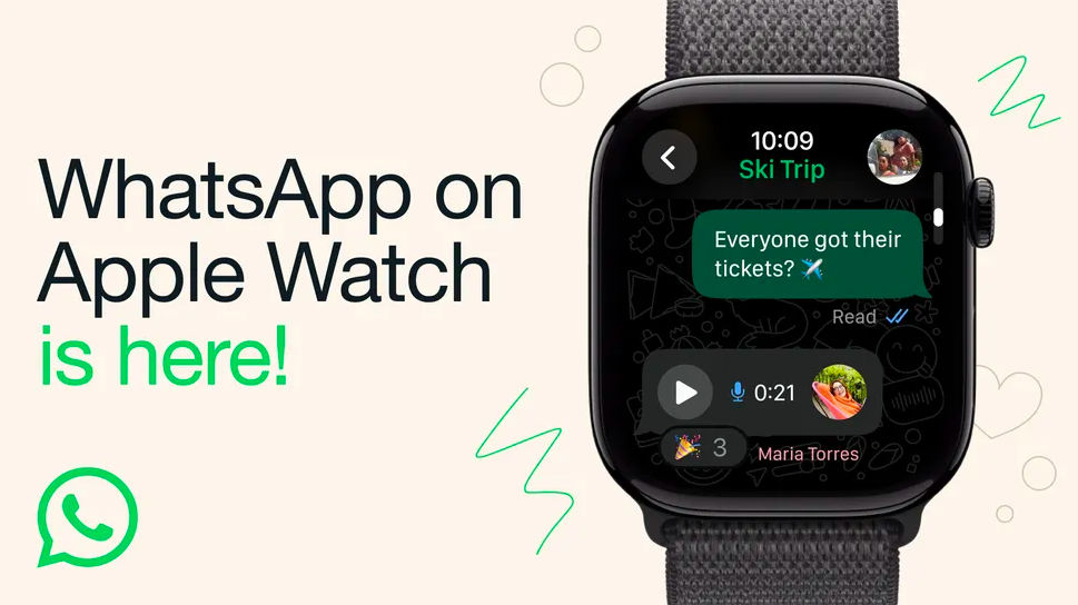 Aplikasi WhatsApp di Apple Watch.
