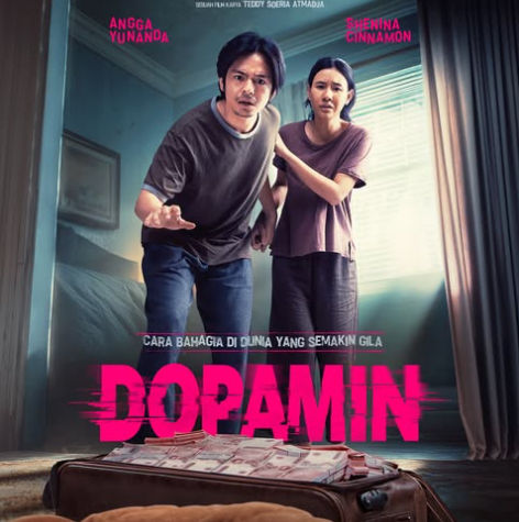 Angga Yunanda dan Shenina Cinnamon dalam film Dopamin yang tayang bioskop. 