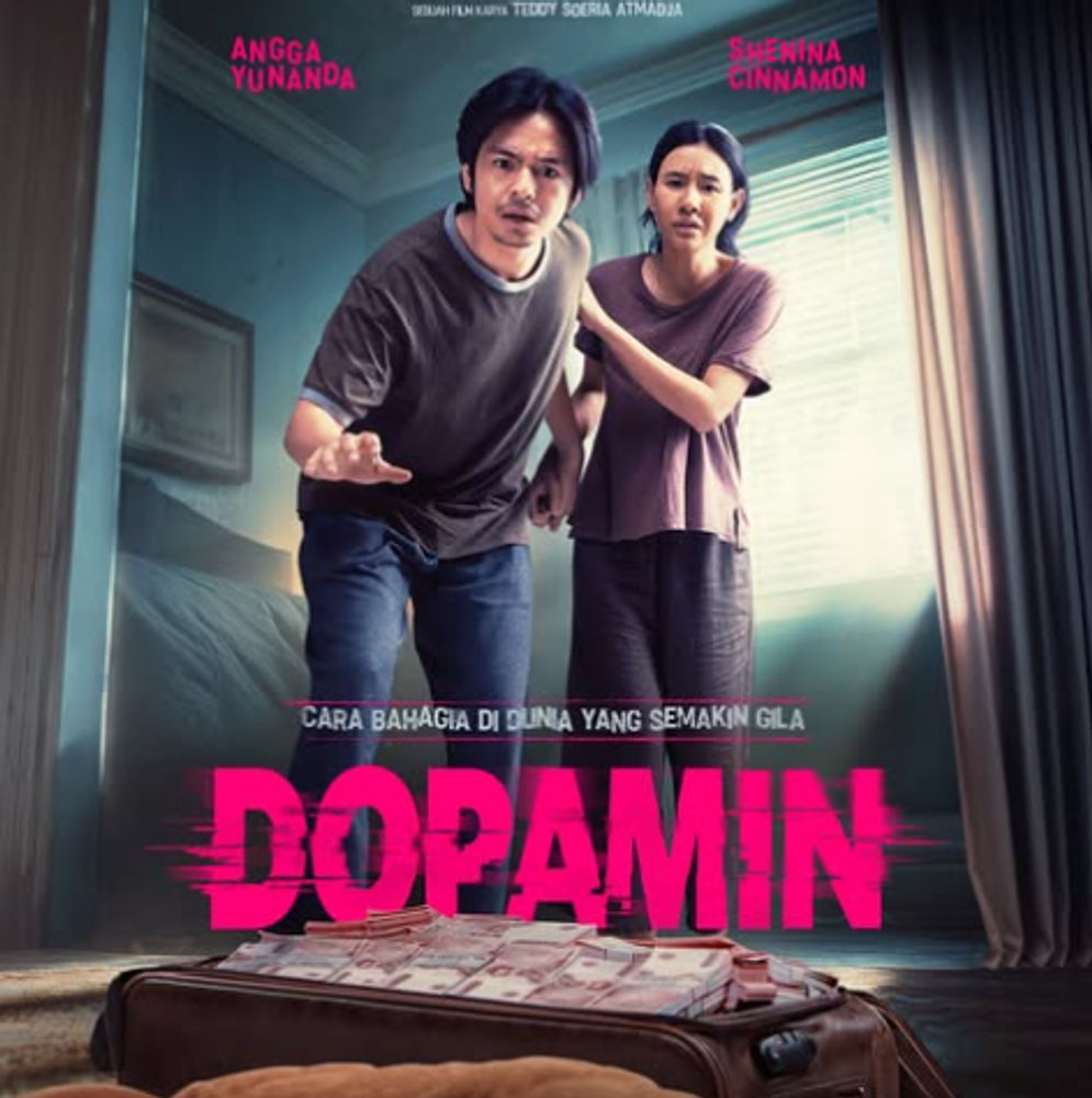 Angga Yunanda dan Shenina Cinnamon dalam film Dopamin yang tayang bioskop.