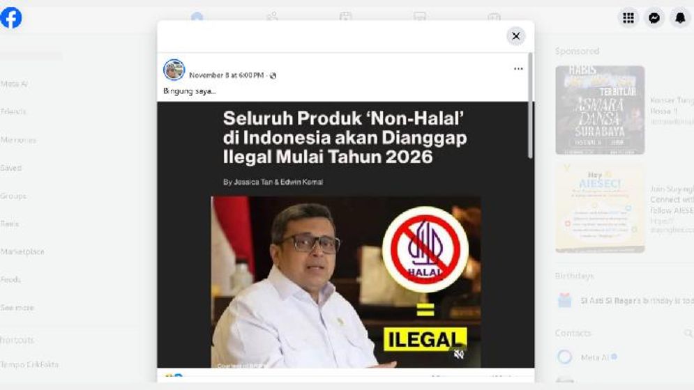 Hoaks: Produk Non-Halal akan Dianggap Ilegal Per 2026