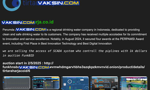 Funksec menawarkan akses SCADA pipa air minum dalam FunkBID.