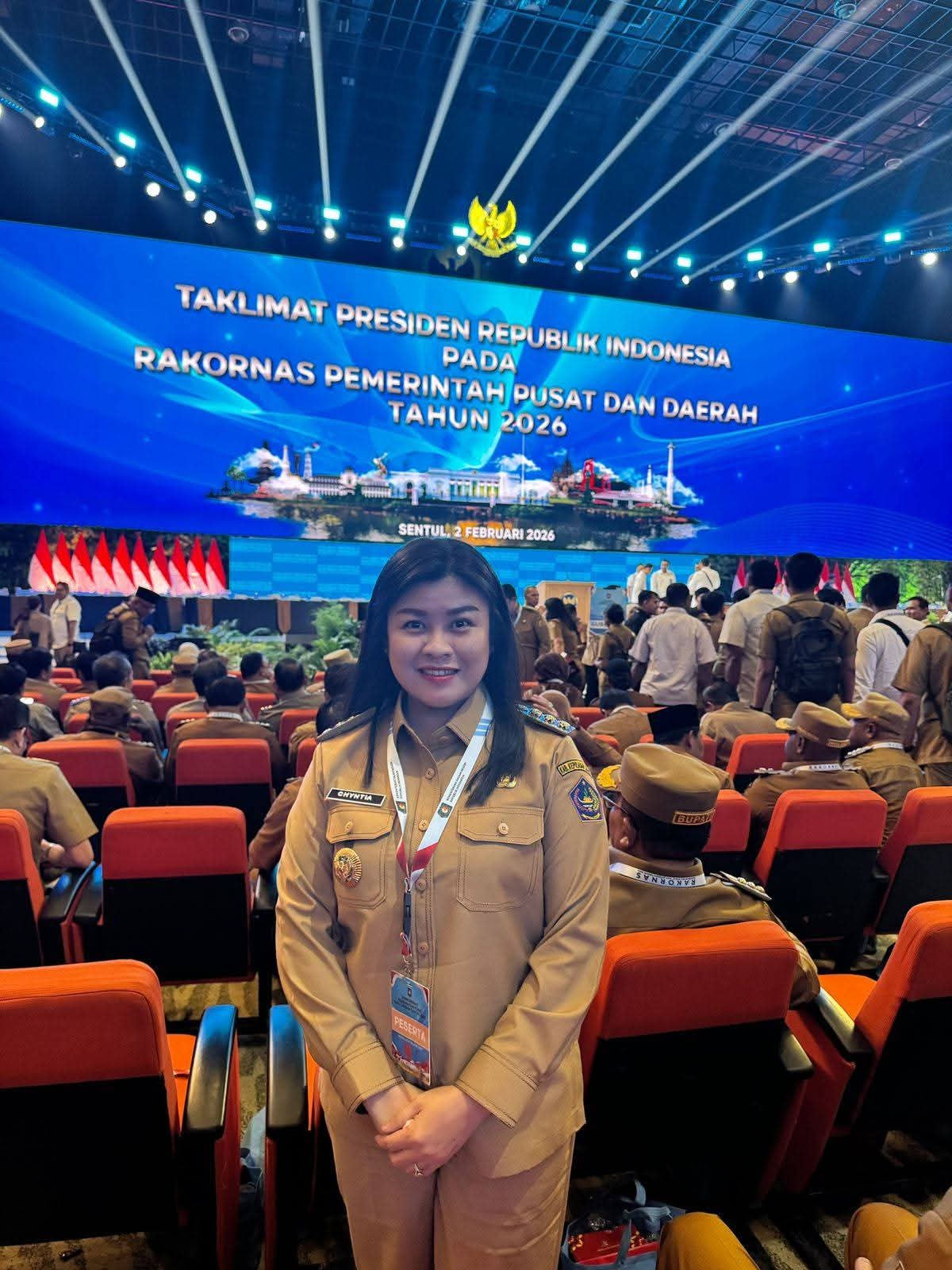 Bupati Sitaro, Chyntia Kalangit mengikuti Rakornas Kepala Daerah di Jakarta.