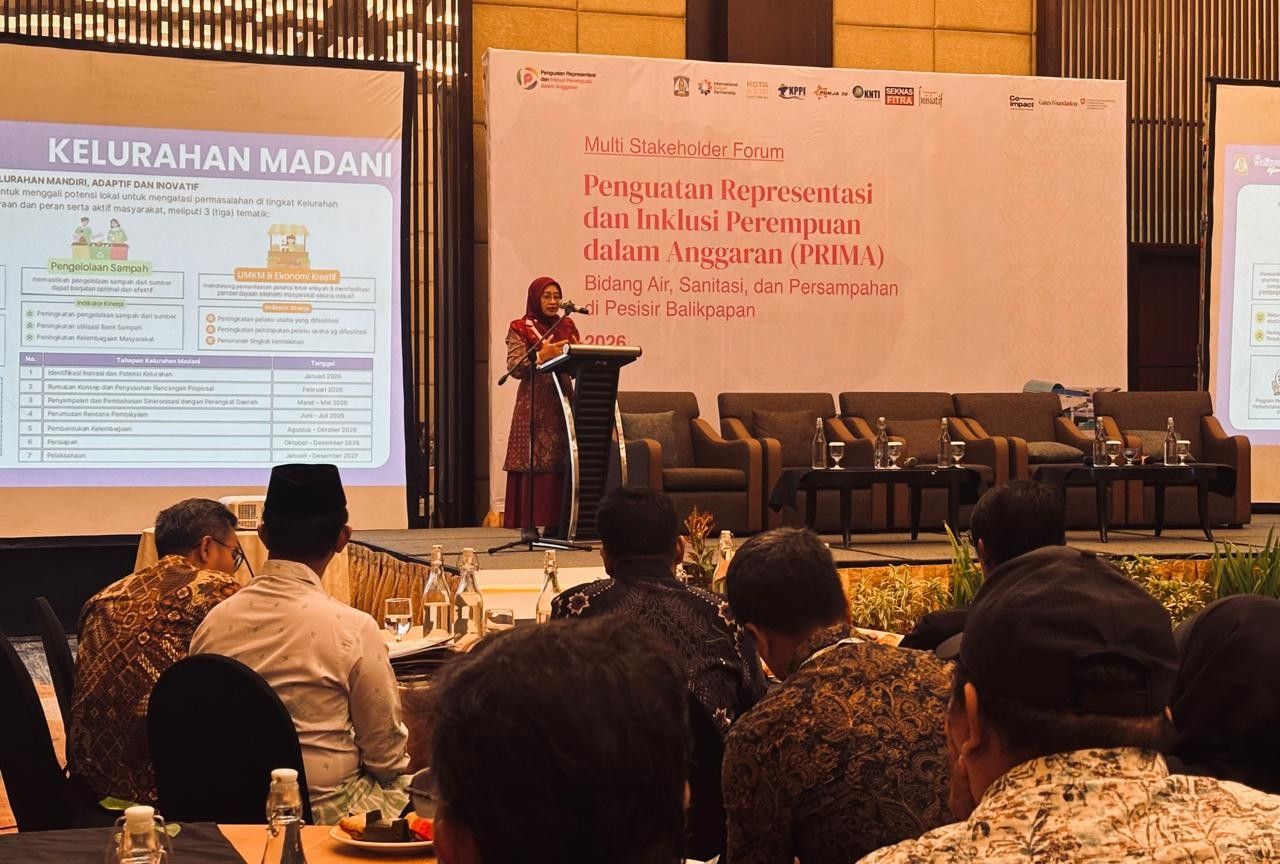 Kepala Bappeda-Litbang Balikpapan, Murni dalam Multi Stakeholder Forum Penguatan Representasi dan Inklusi Perempuan dalam Anggaran (PRIMA) di Ballroom Novotel Balikpapan pada Kamis (5/2/2026)