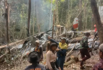 Lokasi puing pesawat diduga Pelita Air yang jatuh di  Krayan Timur. (Foto: krayanterkini) 