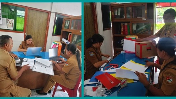 DISARPUS Sikka Dampingi Penataan Arsip Kesbangpol Sikka 