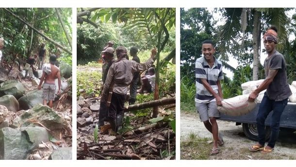 Warga Kekadeki Gotong Royong Perbaiki Deker Rusak