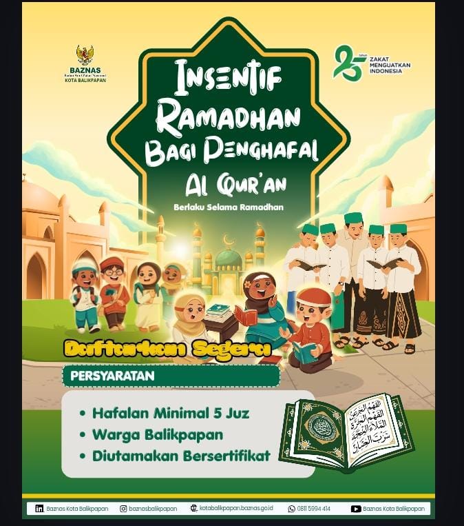 BAZNAS Balikpapan Salurkan Insentif Ramadan untuk Hafidz